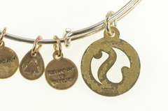 Silver Plated Alex & Ani S Monogram Initial Two Tone Charm Bracelet