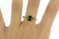 14K Yellow Gold Oval Tsavorite Peridot Ornate Statement Ring