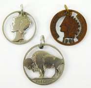 3 Early Cut-Out Coin Pendants