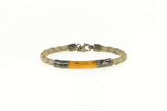 Sterling Silver Anchor Orange Enamel Woven Braided Bracelet