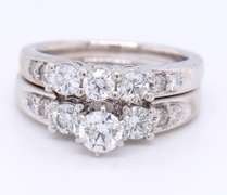Divine White Gold Diamond Engagement Ring with Matching Band