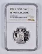 PF70 UCAM 2001-W $50 American Platinum Eagle 1/2 Oz Platinum NGC