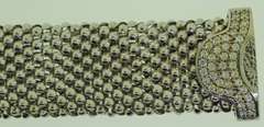 Italian Milor Sterling Silver Mesh Crystal Magnetic Clasp Bracelet