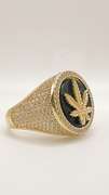 Men's 14kt Solid Yellow Gold, Onyx & CZ Ring