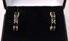 Lovely Sapphire Partial Hoop Earring in 14K Yellow Gold