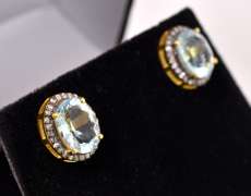 Brilliant 6.00CTW Topaz and 0.50CTW Diamond Earrings in Gold Plated Sterling Silver