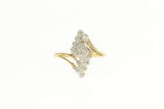 14K Yellow Gold Diamond Cluster Zig Zag Bypass Statement Ring