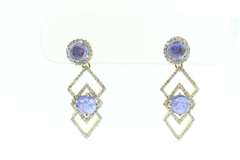 14kt Gold Plated Sterling Silver, Tanzanite, & Diamond Earrings