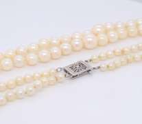 Vintage Graduated Double Strand Pearl Necklace
