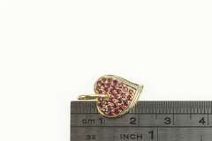 14K Yellow Gold Pave Ruby Diamond Accent Heart Love Charm/Pendant
