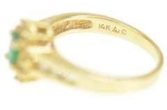 14K Yellow Gold 0.50 Ctw Emerald Diamond Halo Engagement Ring