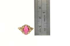 10K Yellow Gold 1930's Ornate Syn. Ruby Statement Ring