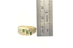 14K Yellow Gold 0.83 Ctw Princess Emerald Diamond Tiered Band Ring