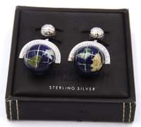 Tateossian Globe Cufflinks in Lapis & Sterling Silver