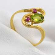 Unusual Peridot & Ruby Ring