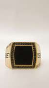 Men's 14kt Solid Yellow Gold, Onyx, & CZ  VERSACE Ring