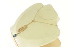 14K Yellow Gold Modernist Turquoise Geometric Drop Artisanal Pendant