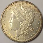 1887-S Morgan Silver Dollar, Circulated.