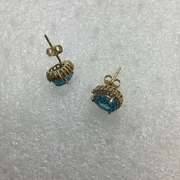14K YELLOW GOLD TOPAZ AND DIAMONDS STUDS