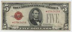 Rarely seen Series of 1928-E STAR $5 Red Seal Note