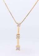 Wonderful Yellow Gold 3 Stone Diamond Pendant on Chain Necklace