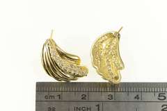 14K Yellow Gold 0.34 Ctw Diamond Scalloped Fanned Statement Earrings