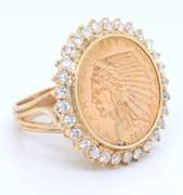 Dazzling Yellow Gold Indian Head 22kt Coin Ring