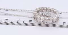 Eyecatching White Gold Diamond Circle with Diamond Cluster Dangle Pendant on Chain