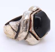 Trendy Two-Tone Sterling Silver Flli Menegatti Black Onyx Ring