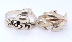 Group Lot of 4 Vintage 925 Sterling Silver Dolphin Rings
