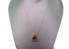 14kt Yellow Gold, Pink Tourmaline, & Diamond Pendant Necklace