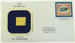 1918 Air Mail Issue Unopened 22 kt. Gold Replica 24 Cent Inverted Jenny Stamp
