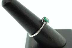 Affectionate Emerald Trinity 18k White Gold Ring with Diamonds