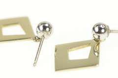 14K White Gold Geometric Dangle Squared Cut Out Ball Stud Earrings