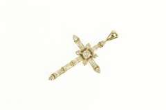 10K Yellow Gold Cubic Zirconia Baguette Cross Faith Symbol Pendant