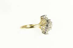 14K Yellow Gold 0.80 Ctw Diamond Cluster Statement Bypass Ring