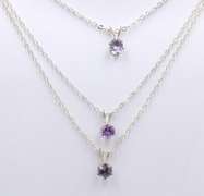 Group Lot of 3  Cubic zirconia Pendant on Chain Necklace