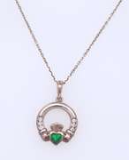Vintage 925 Sterling Silver Claddagh Pendant on Chain