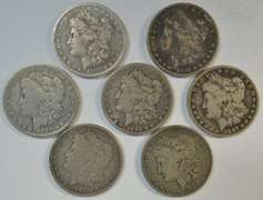 7 Diff. Morgan Silver Dollars 1881 to 1901-O. Nice circs