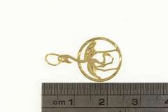 14K Yellow Gold Flamingo Bird Symbol Diamond Cut Charm/Pendant