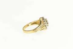 14K Yellow Gold Marquise Diamond Cluster Halo Classic Ring