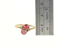 10K Rose Gold Victorian Bypass Two Stone Simulated Ruby Ring
