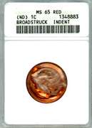 No Date Lincoln Memorial Error Cent in ANACS MS65RED