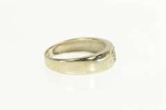 14K White Gold Pave Diamond Heart Retro Wedding Band Ring