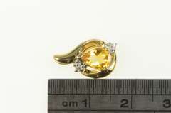 10K Yellow Gold Pear Citrine Diamond Accent Classic Wavy Pendant