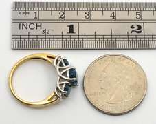 Stylish Ring with 3 Oval Blue Topaz