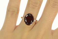 14K Yellow Gold 7.07 Ctw Oval Garnet Diamond Accent Cocktail Ring