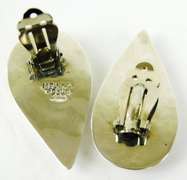 Large Sterling Black Onyx Clip Earrings