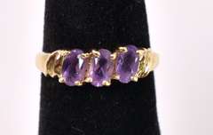 Petite Amethyst Ring in 14K Yellow Gold