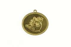 Gold Plated The Golden Cupid Cherub Dolphin Oval Pendant